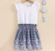 Girls Schifly Dress With Smocking - White  Navy