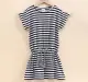 Girls Striped Low Waist Dress- Black  White