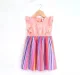 Girls Ruffe Sleeve Striped Dress