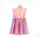 Girls Ruffe Sleeve Striped Dress