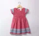 Girls Printed Smocked Dress - Red