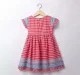Girls Printed Smocked Dress - Red