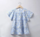 Girls Flared Sleeve Floral Dress - Blue