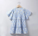 Girls Flared Sleeve Floral Dress - Blue