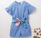 Girls Jumpsuit With Printed Belt - Blue