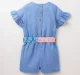 Girls Jumpsuit With Printed Belt - Blue