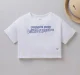 Girls Crop Tee With Print - White