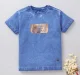 Unisex Overdyed Foil Print Tee - Blue