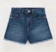 Girls High Waist Shorts - Mid Wash
