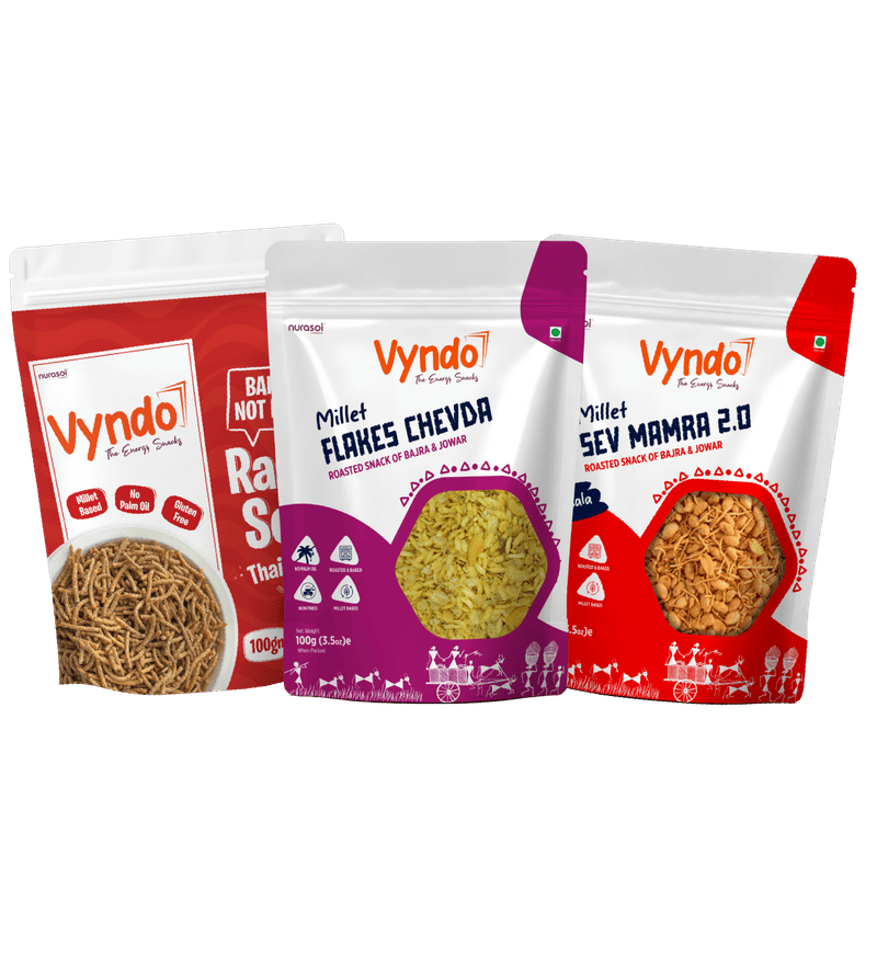 Vyndo - Millet Flakes Chevda, Masala Sev Mamra, Ragi Millet Sev